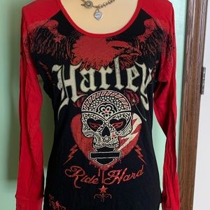 Harley Davidson long sleeve black/red size XL